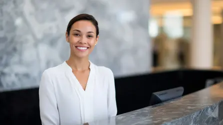 Professional front of house team member at a luxury venue, representing Oplu’s recruitment expertise across luxury hospitality roles.